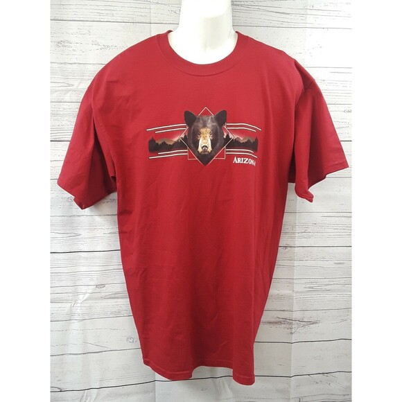 Arizona Bear in the Woods Mountain Volcano Red T Shirt Tourist Souvenir Mens XL - Picture 1 of 9